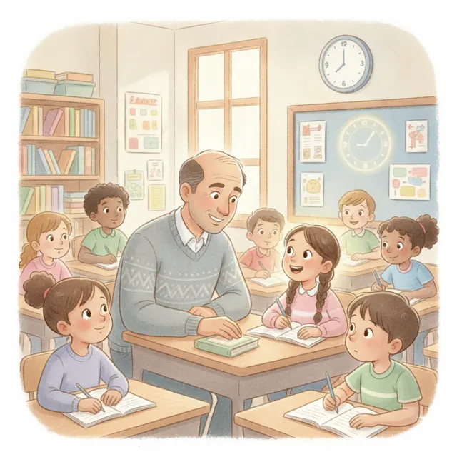 Mr. Rivera's Extra Hour story for kids illustration