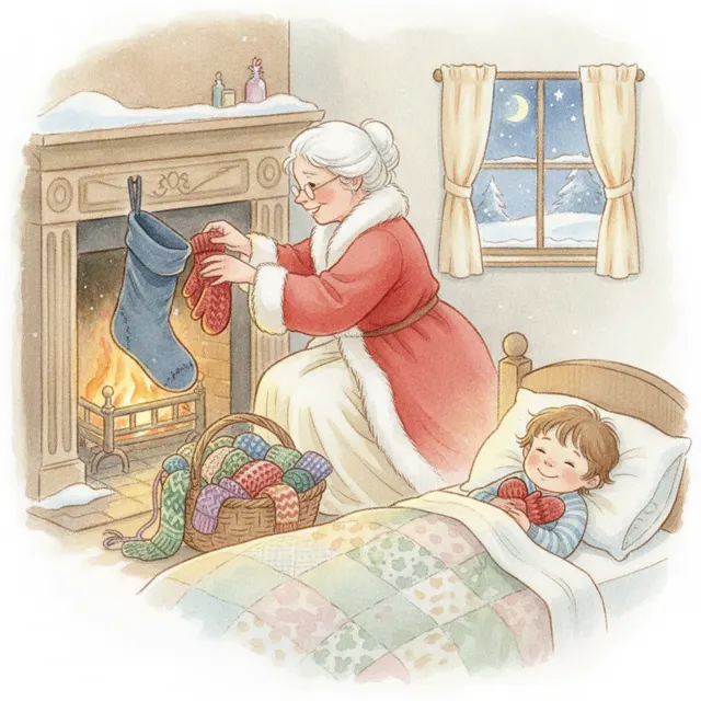 Mrs. Claus and the Empty Stocking story for kids illustration