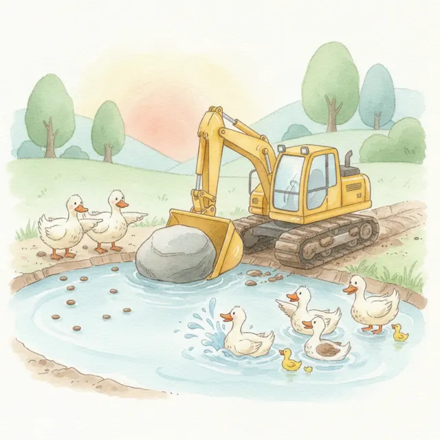 Muddy Saves the Duck Pond story for kids illustration