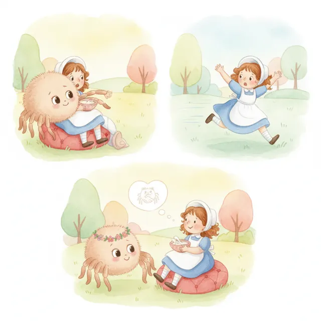 Muffet and the Friendly Spider story for kids illustration