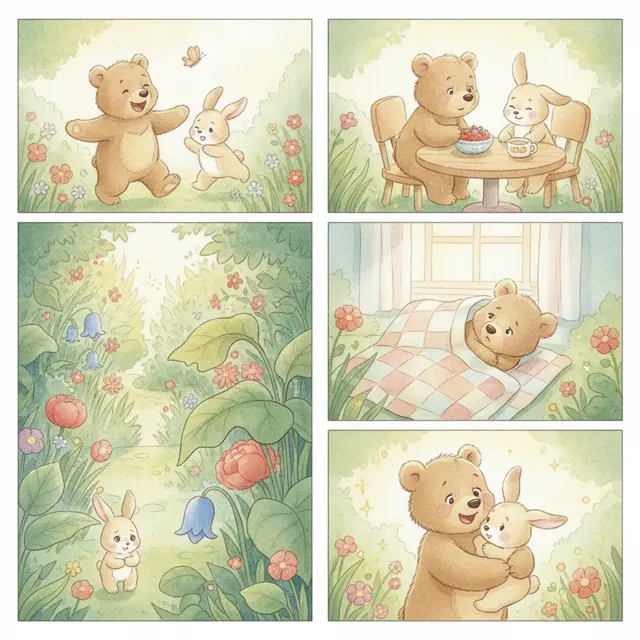 My Best Friend Bear story for kids illustration