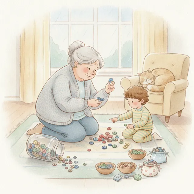 Nana's Button Jar story for kids illustration