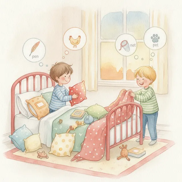 Ned's Red Bed story for kids illustration