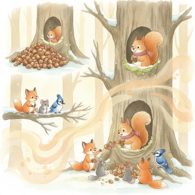 Nell Shares Her Nuts story for kids illustration