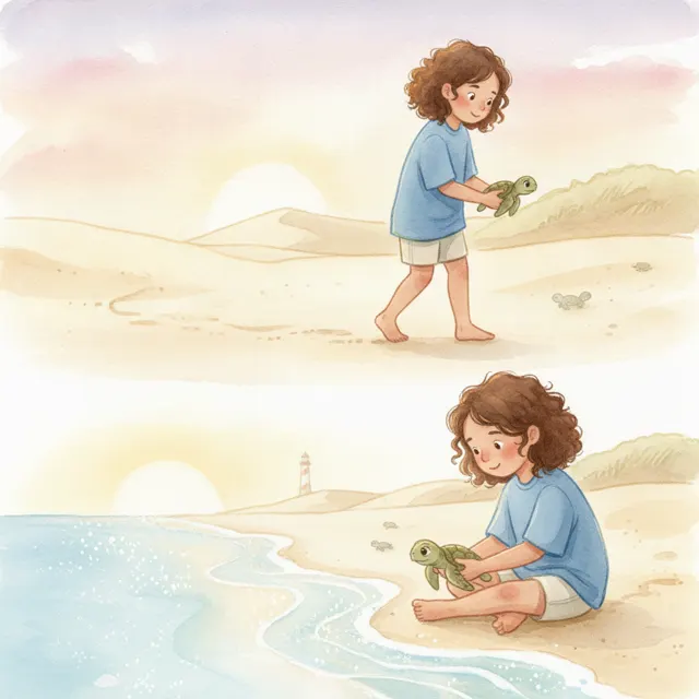 Nia and the Lost Little Turtle story for kids illustration