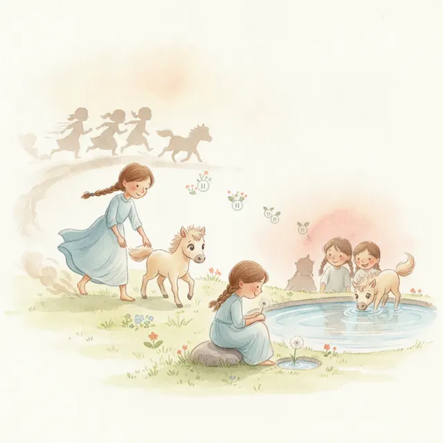 Nia and the Slow Little Foal story for kids illustration