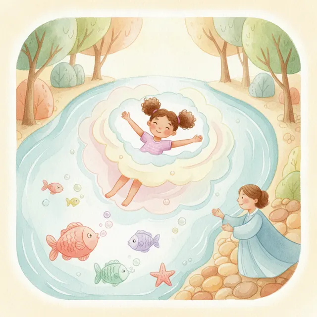 Nia Learns to Float story for kids illustration