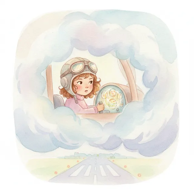 Nina Flies Through the Fog story for kids illustration