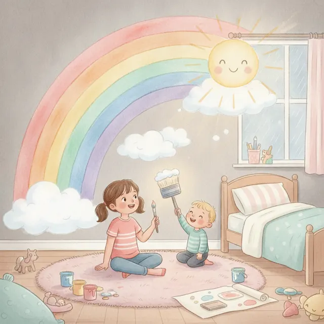 Nina Paints Her Own Rainbow story for kids illustration