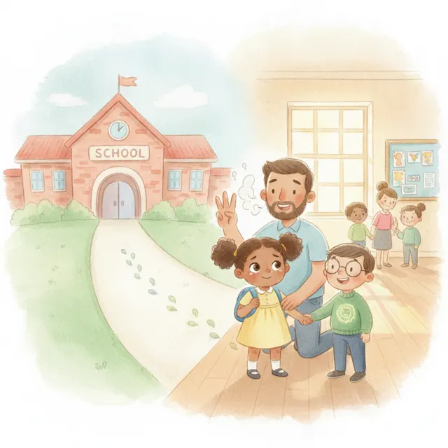 Nina's First Day at Big School story for kids illustration