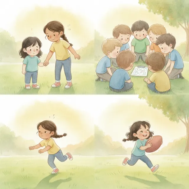 Nina's First Huddle story for kids illustration