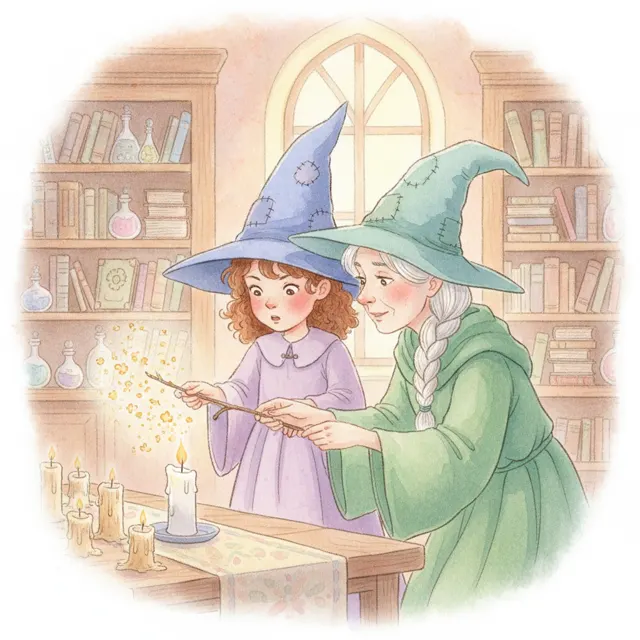 Nina's First Tiny Spell story for kids illustration