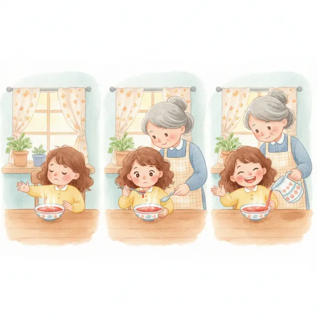 Nina Tries the Red Soup story for kids illustration