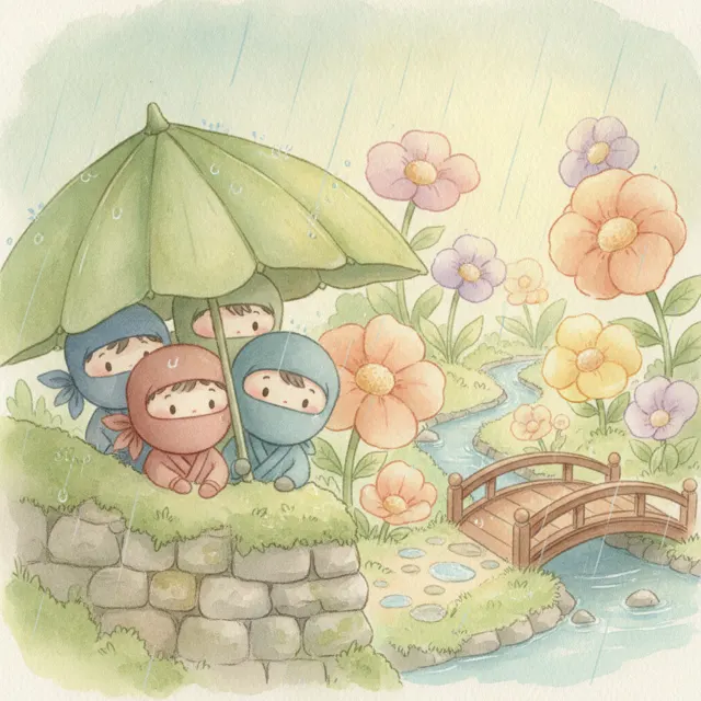 Ninja in the Rain story for kids illustration