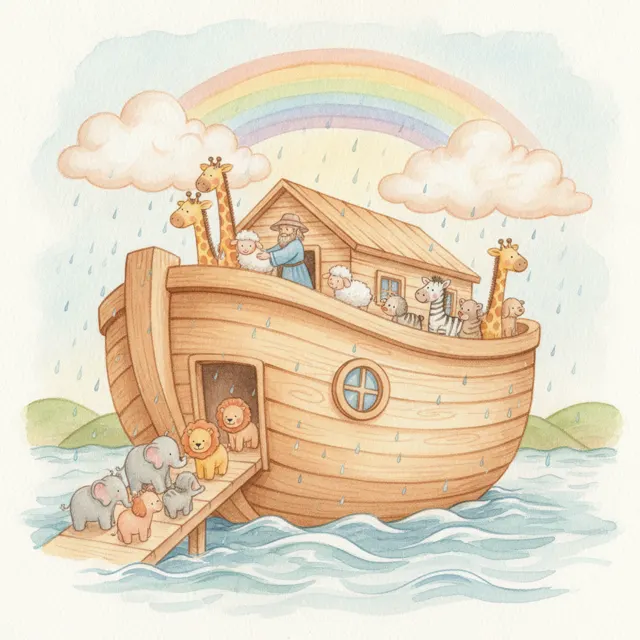 Noah's Big Boat story for kids illustration