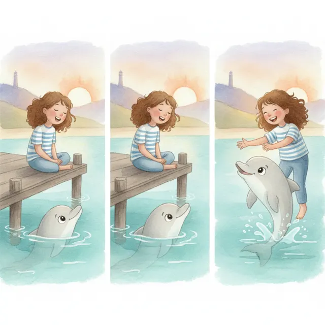 Nora and the Shy Dolphin story for kids illustration