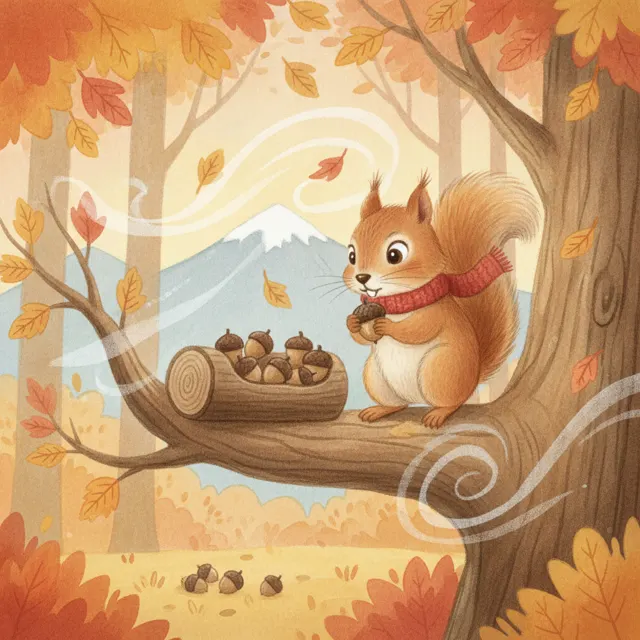 Nora Counts Ten Acorns story for kids illustration