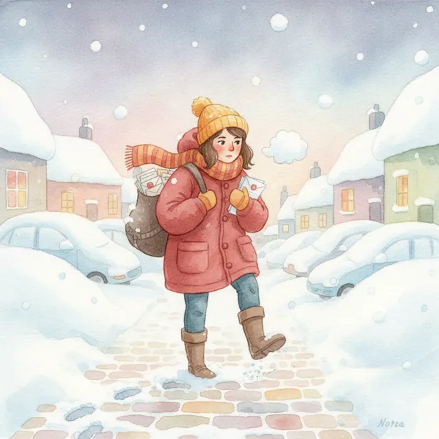 Nora's Walk in the Snow story for kids illustration