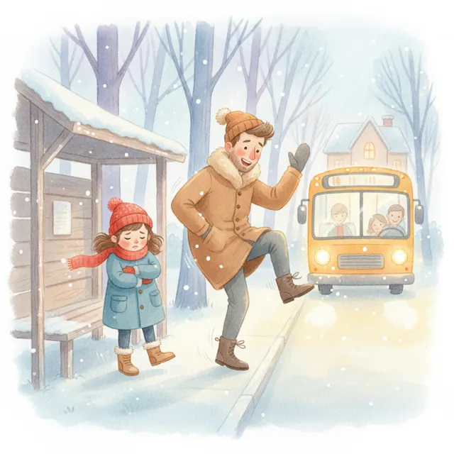 Nora Waits for the Bus story for kids illustration