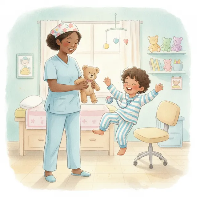 Nurse Jo and the Wiggly Patient story for kids illustration
