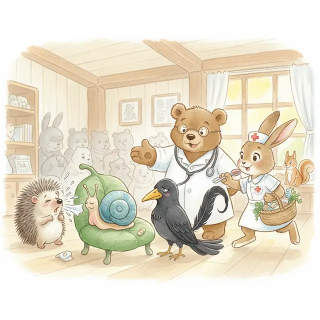 Nurse Rabbit Helps Out story for kids illustration