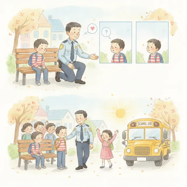Officer Lee's Kind Word story for kids illustration