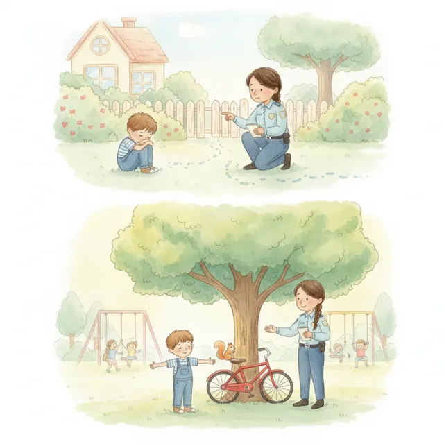 Officer Maya and the Missing Bike story for kids illustration