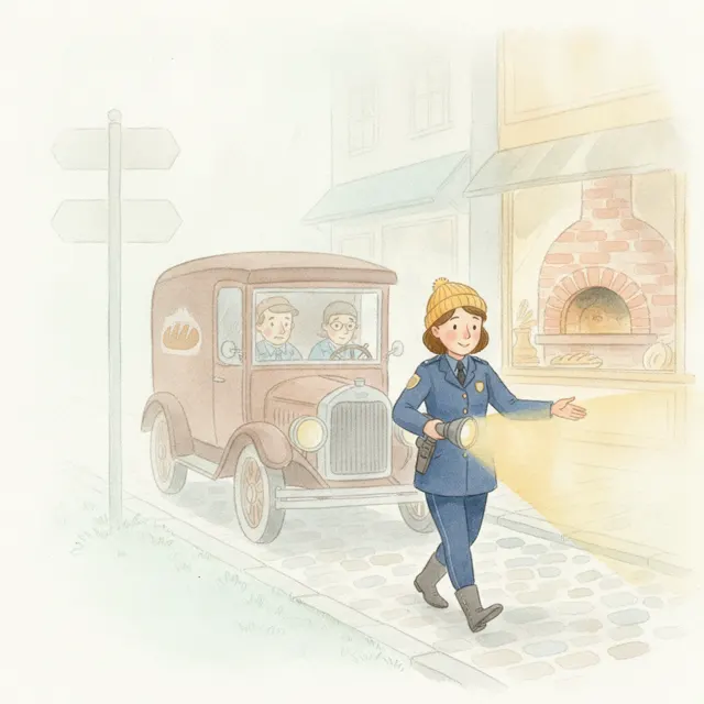 Officer Nina and the Foggy Morning story for kids illustration