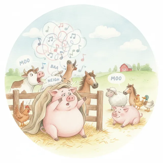 Old MacDonald's Noisy Farm story for kids illustration