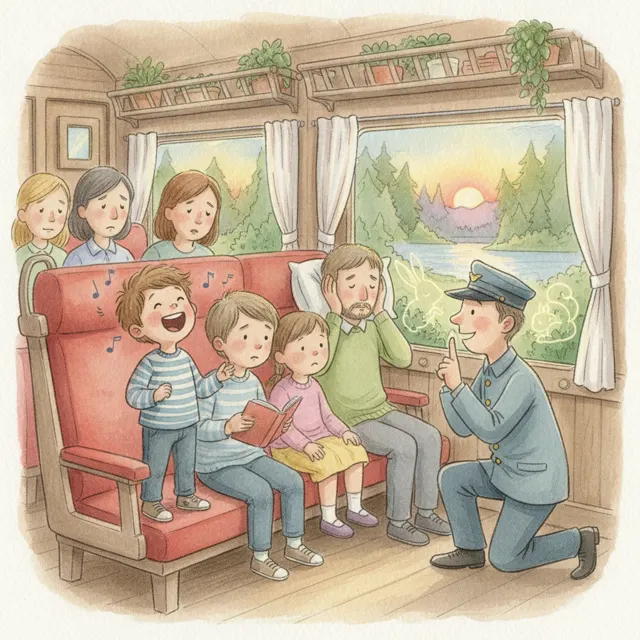 Oliver and the Quiet Car story for kids illustration