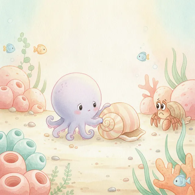 Ollie and the Empty Shell story for kids illustration