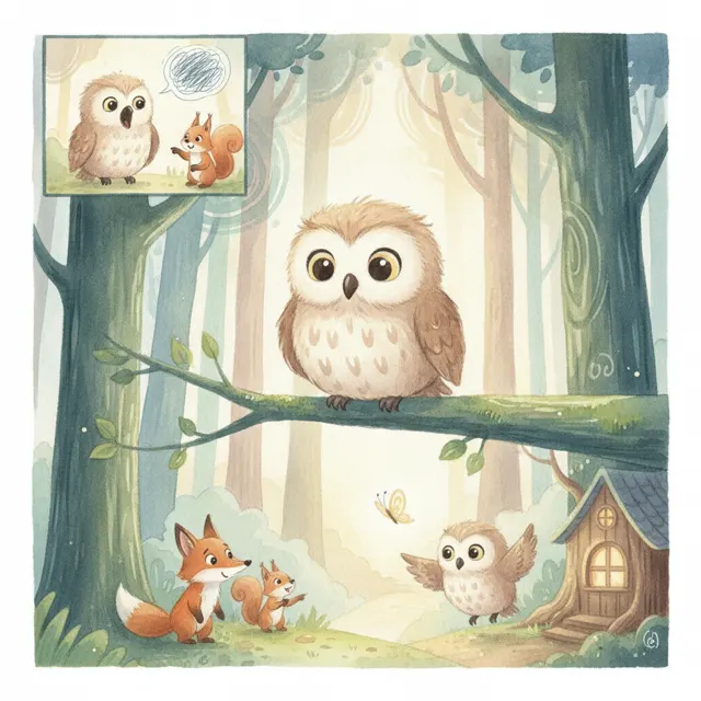 Ollie the Owl Learns to Listen story for kids illustration