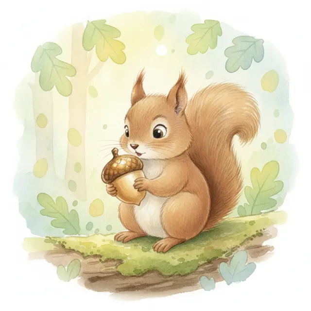 One Acorn Grows a Tree story for kids illustration