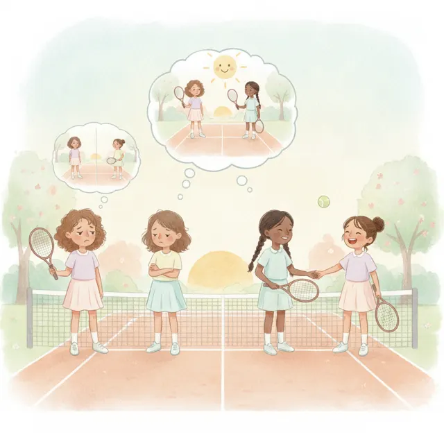 One Court, Two Friends story for kids illustration
