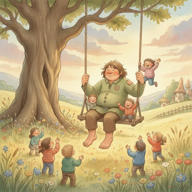 Otto the Giant Shares His Swing story for kids illustration