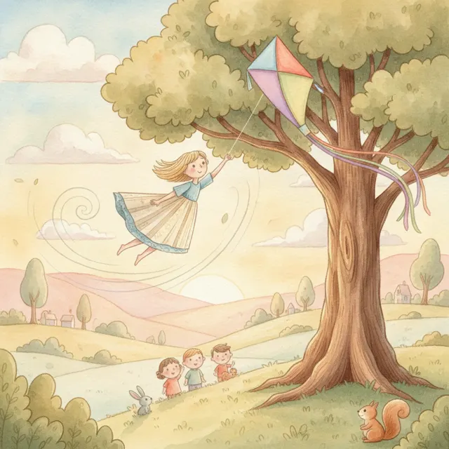 Paper Girl and the Windy Day story for kids illustration