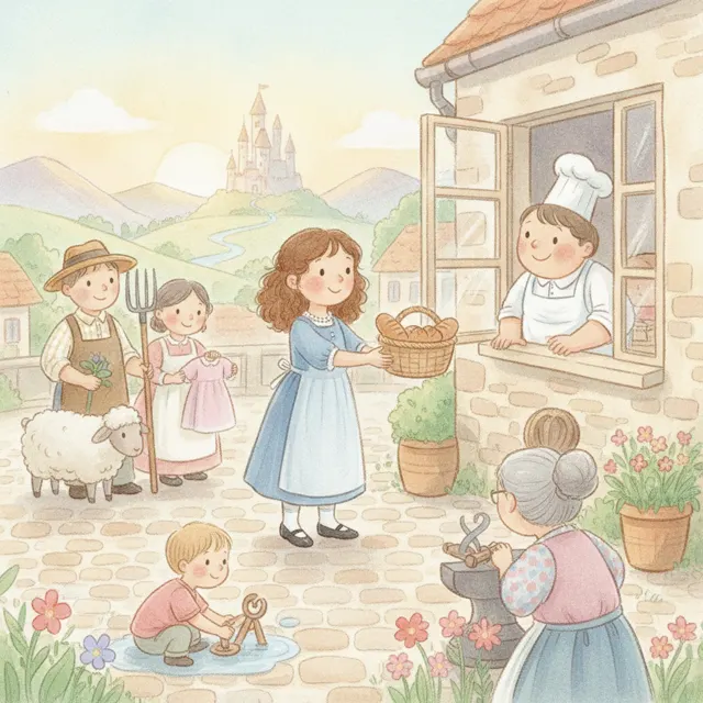 Pearl and the Seven Helpers story for kids illustration