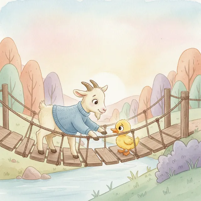 Pip and the Wobbly Bridge story for kids illustration