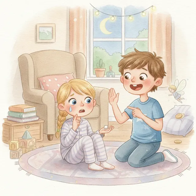 Pip's First Loose Tooth story for kids illustration