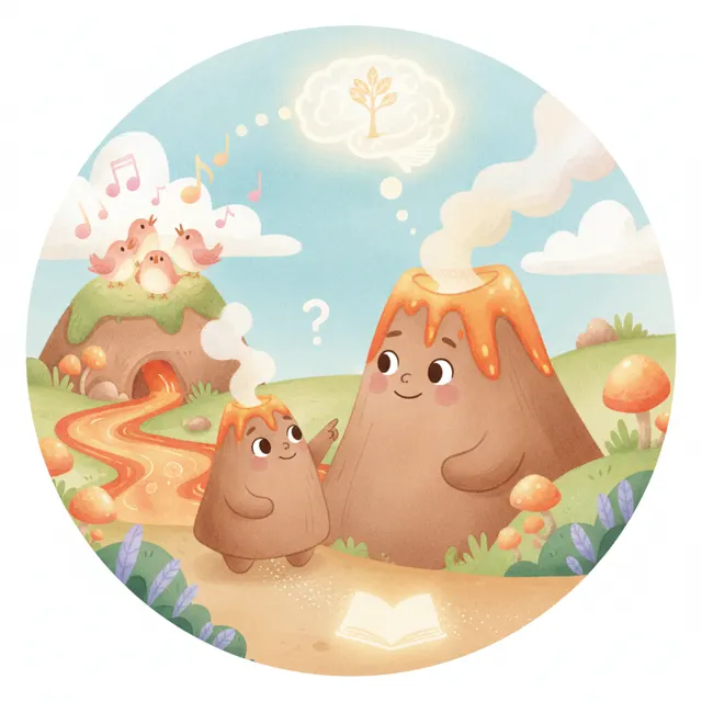Pip the Curious Little Volcano story for kids illustration