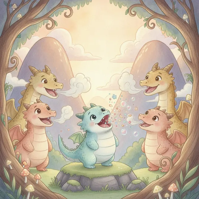 Pip the Dragon Who Couldn't Roar story for kids illustration