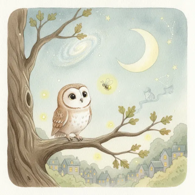 Pip the Owl Learns to Love the Night story for kids illustration