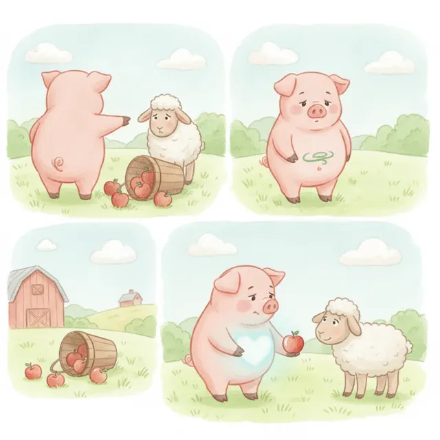 Pip the Pig Says Sorry story for kids illustration