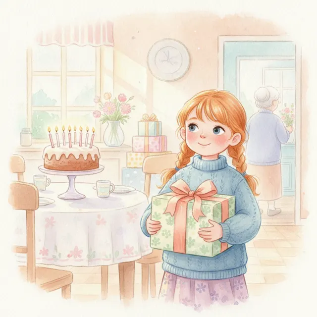 Poppy and the Birthday Surprise story for kids illustration