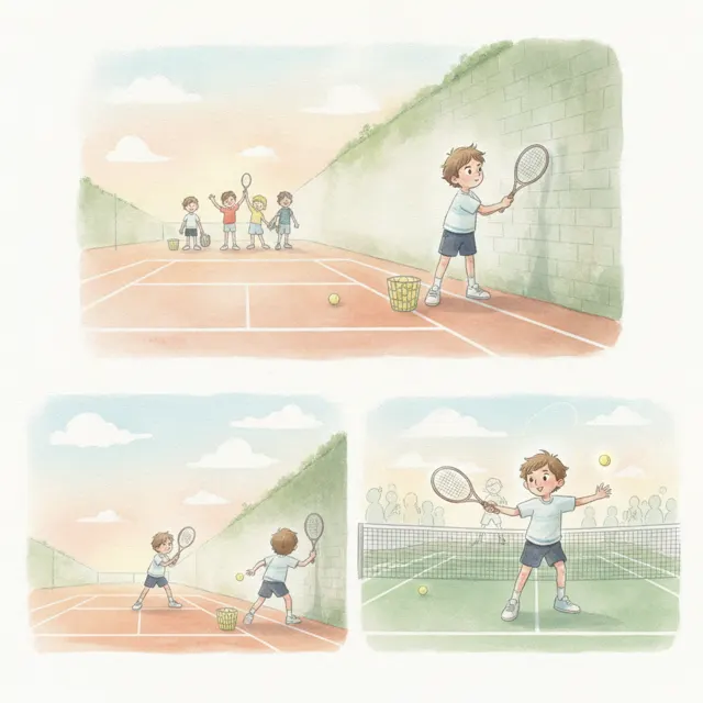 Practice on the Empty Court story for kids illustration
