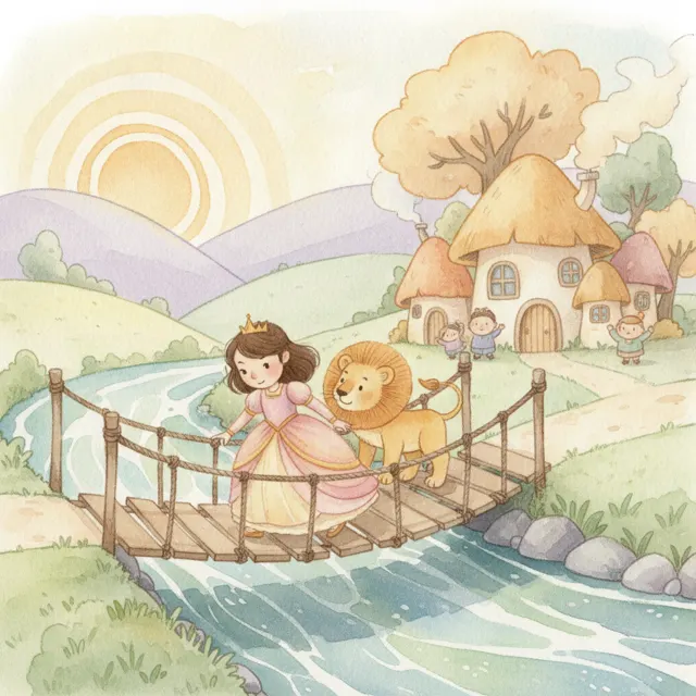 Princess Zara and the Scary Bridge story for kids illustration