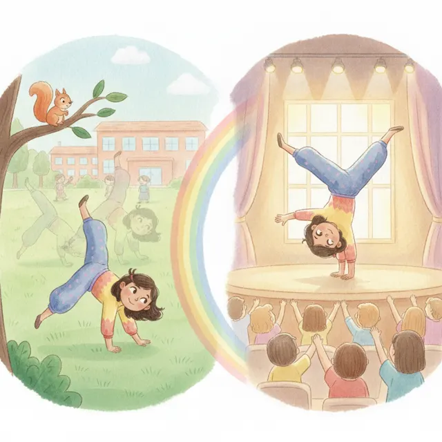 Priya's Perfect Cartwheel story for kids illustration