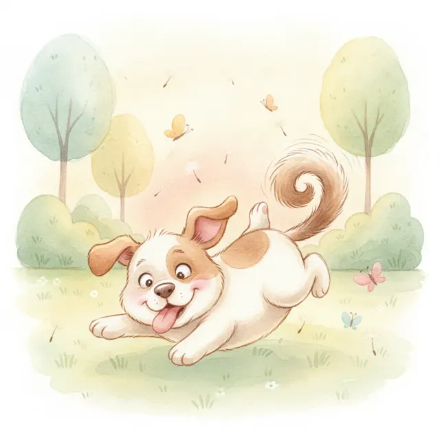 Puppy Finds His Tail story for kids illustration