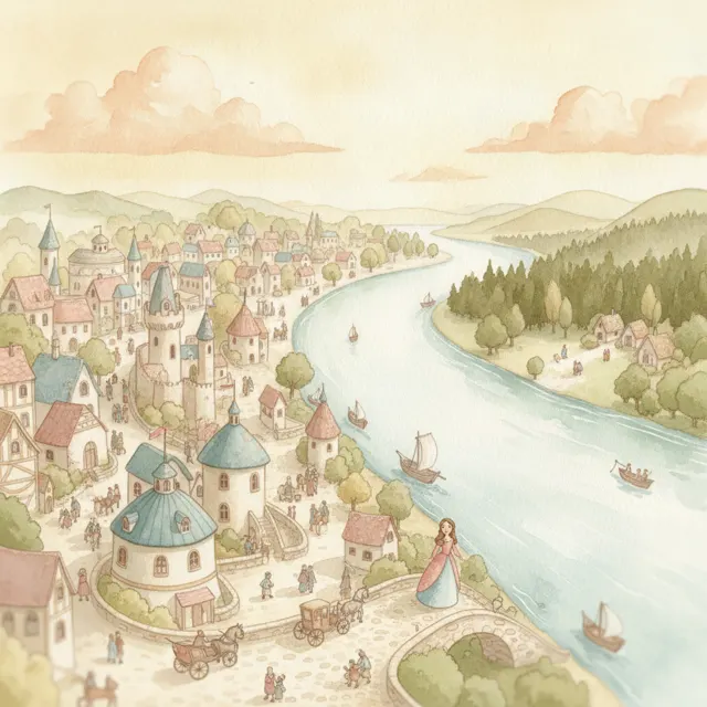 Queen Across the River story for kids illustration