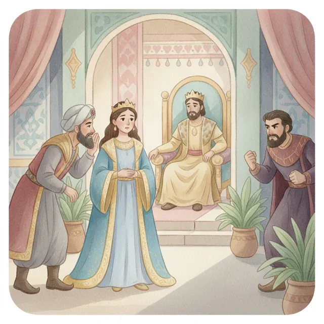 Queen Esther Saves Her People story for kids illustration